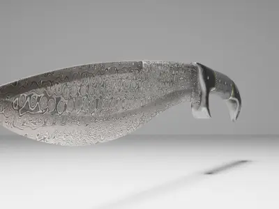 Damascus Hunting Machete Low-poly 3D model