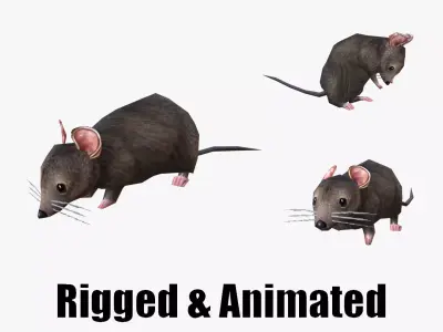low-poly animated mouse rat  Low-poly 3D model