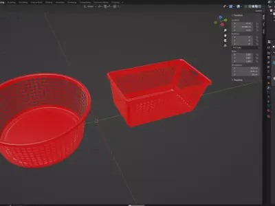 PLASTIC BASKET 001 - 2 PIECES Low-poly 3D model