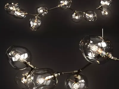 Branching bubble 9 lamps 2 3D model