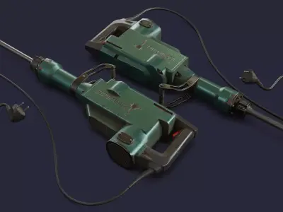 Jackhammer two electric drills Low-poly 3D model
