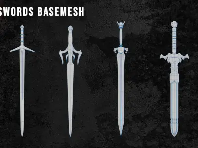 100 Medieval Sword Basemesh  -Clean Uv And Topology  Low-poly 3D model