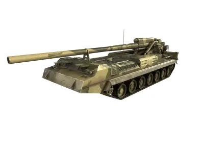 2S7 Pion Low-poly 3D model