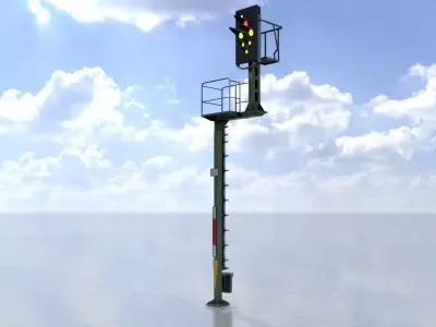 KS Railway Signal Post 7000mm Version-5 Low-poly 3D model
