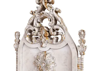 Stone throne with carved elements 3D model