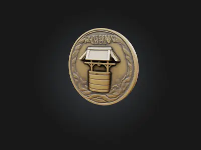 Wishing Well Coin Low-poly 3D model