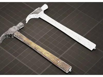 Classic Claw Hammer with Weathered Wood Handle Low-poly 3D model