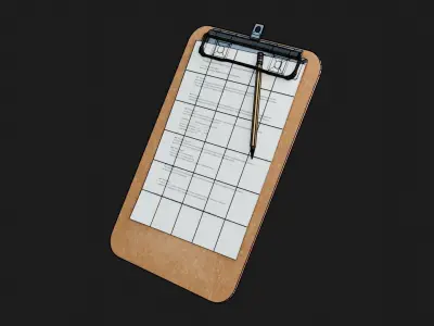 Clipboard and Pencil 4K Low-poly 3D model