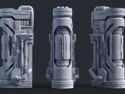 Sci-Fi Parts Kit Pack Vol 02 F-PBR Low-poly 3D model