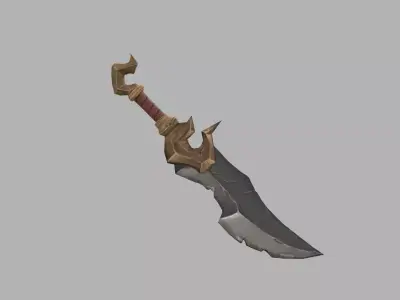Stylized Ancient Stone-Gold Sword Low-poly 3D model