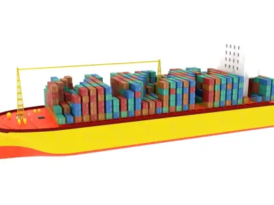 Container Ship  Low-poly 3D model