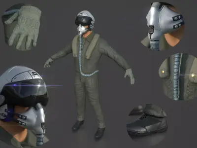 Pilot man in suit 3D model