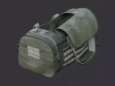 Green Military Duffle Bag Small Open with Handles Low-poly 3D model