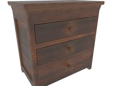 Old wooden chest of drawers Low-poly 3D model
