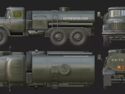 Soviet Army Fuel Tanker Truck Low-poly 3D model