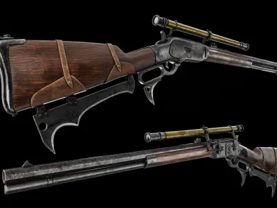 Winchester Wingfield 1873 rifle Low-poly 3D model