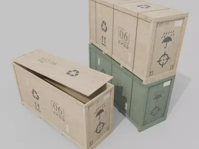 Extra Long and Tall Wooden Crate - Customizable Shipping Box Low-poly 3D model