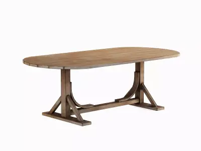 Medieval Wooden Tavern Table 05 Low-poly 3D model