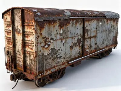 Realistic Full Rusted Autorack Train Car 3d model Low-poly 3D model
