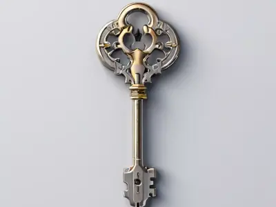 Ornate Antique Key 3D Model Low-poly 3D model purchase