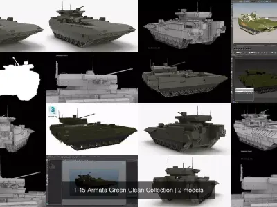 T-15 Armata Green Clean Collection 3D Model Pack