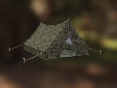 Heavy Plastic Camouflage Military Tent AR VR PBR Low-poly 3D model