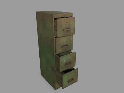 Cabinet metal box Low-poly 3D model