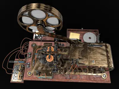 Vintage Morse Code Machine  Low-poly 3D model