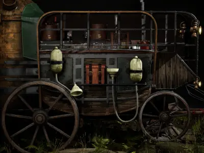 Carriage - PostApocalyptic  Low-poly 3D model