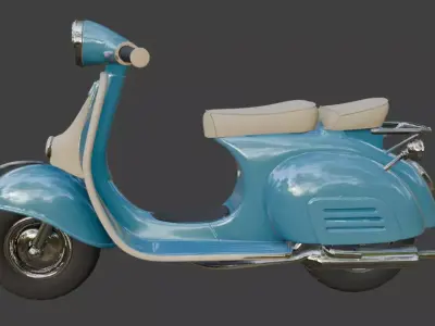 Vintage Retro Scooter 3D Model 3D model 2