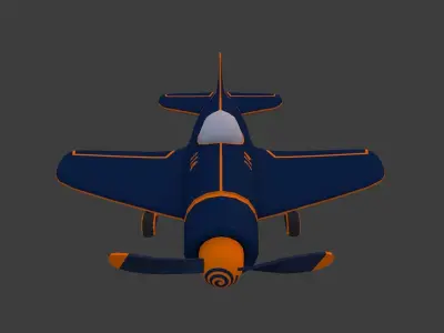 Cartoon low-poly airplane Low-poly 3D model buy