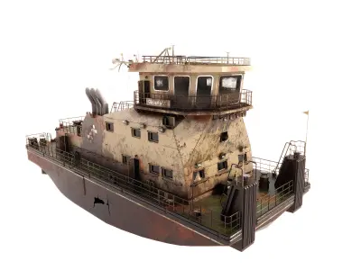 Old Push Boat 3D model
