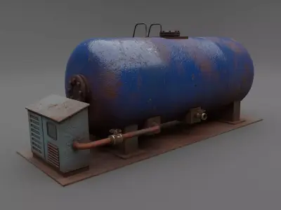 Abandoned Liquid Storage Low-poly 3D model