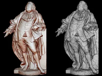 bronze statue wall side-part sculpture photogrammetry Low-poly 3D model