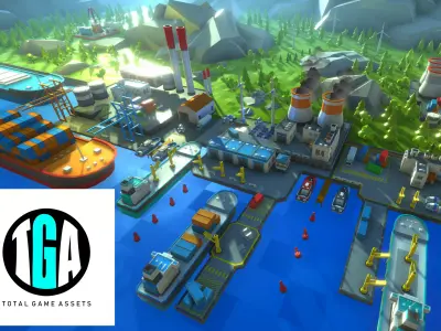 Unity Low Poly Dock Low-poly 3D model