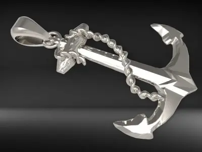 MENS ANCHOR PENDANT NECKLACE ROPE DESIGN JEWELRY 3D print model get
