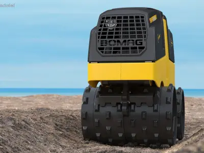 Bomag BMP 8500 Trench Roller Rigged 3D model