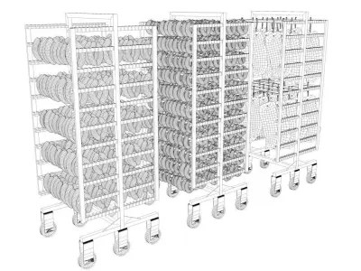 Drying Chamber Dolly Cart Rack 3D model