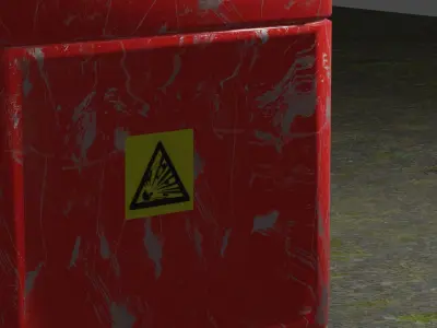 Metal box with danger sign closed low-poly 3d model Low-poly 3D model