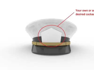 Navy Officer Cap Hat Man 3D model