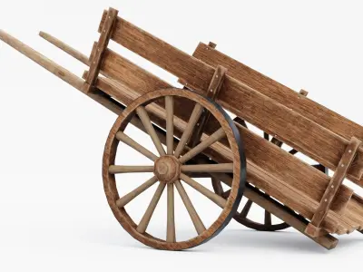 Medieval Cart Low-poly 3D model