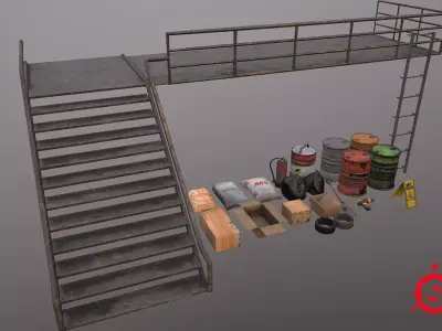 Industrial Asset Pack Low-poly 3D model