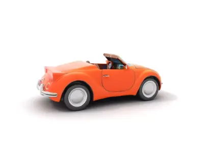 Vintage Orange Convertible model pack Low-poly 3D model
