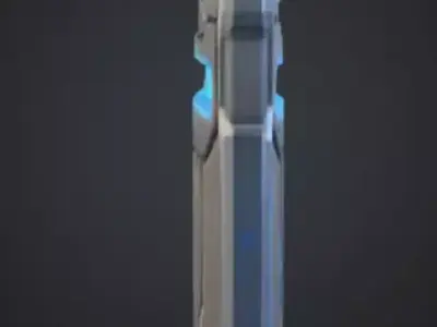 futuristic shield with bright silver blue color Low-poly 3D model