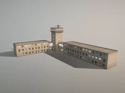 Airport Control Tower URKK KDP Low-poly 3D model
