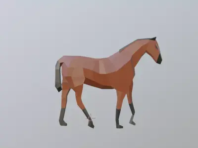 Low Poly Horse with a Rig Low-poly 3D model