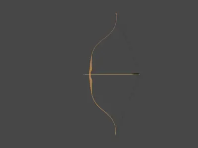 LOW POLY Recurve Bow and Arrow - Game Ready Low-poly 3D model