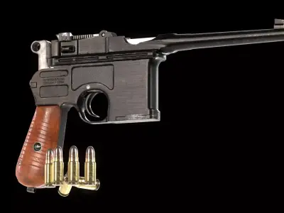 Mauser Pistol Low-poly 3D model
