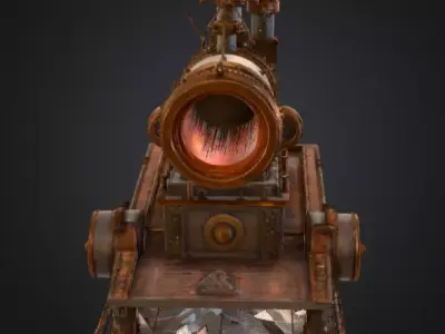 Steampunk Dominion Canon Low-poly 3D model