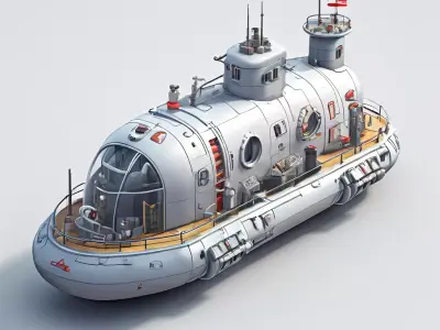 SciFi Hovercraft Exploration Vessel Low-poly 3D model